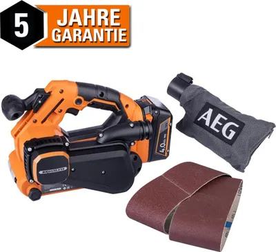 Immagine prodotto di Levigatrice a nastro a batteria AEG BHBS18-75BL-0 18V versione singola, incl. 2x fogli abrasivi in confezione
