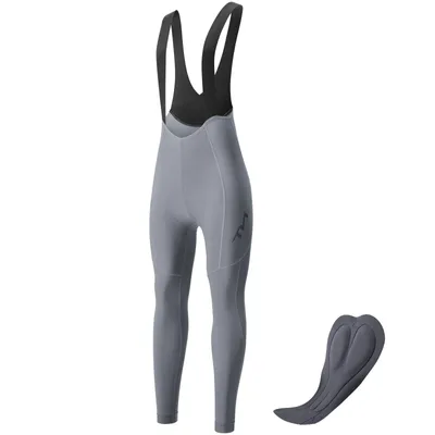 Produktbild von ROCKBROS Fahrradhose Damen Lang mit Trägern und Sitzpolster, Thermo Trägerhose mit Fleece für Rennrad Gravel Grau EU Größe M