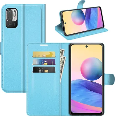 Zdjęcie produktu dla Pokrowiec König Design kompatybilny z etui na telefon Xiaomi Redmi Note 10 5G ze skóry syntetycznej - Niebieskie etui na telefon komórkowy