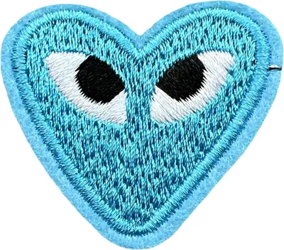 Produktbild von Herz mit Augen Logo-Aufnäher zum Aufbügeln, Babyblau