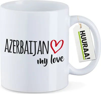 Produktbild von Huuraa Kaffeetasse Azerbaijan my love 330ml Weiß Keramik Kaffeebecher Geschenkidee