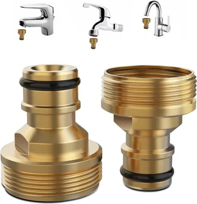 Produktbild von Kranzadapter, 2 Stück, universelle Kranzverbindung für Mischwasserhähne, Außengewinde, Schlauchadapter, Schnellkupplung