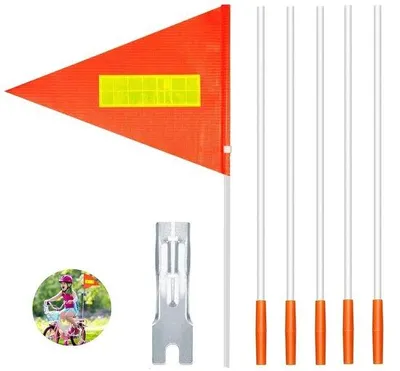 Immagine prodotto di Bandierina di sicurezza per bicicletta, 180 cm, asta triangolare regolabile