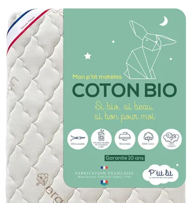 Zdjęcie produktu dla Materac dziecięcy - 70 x 140 cm - Bawełna biologiczna - Zdejmowany pokrowiec