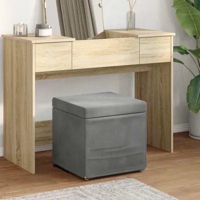 Produktbild von (Angebot 2026)Hocker für Schlaf- und Wohnzimmer - Moderne design, Dunkelgrau 41 x 41 x 40 cm Samt und Engineering Holz GermanyMöbel 58274 - Barhocker