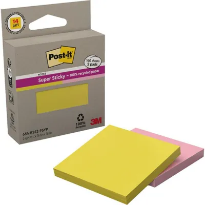 Produktbild von Post-it® Super Sticky Notes Haftnotizen farbsortiert, 2 Blöcke