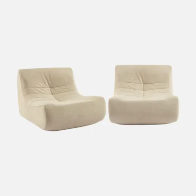 Produktbild von sweeek - 2er-Set Sessel ohne Armlehne mit wasserabweisendem Samtbezug - Beige