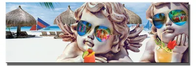 Produktbild von 5718 Leinwandbild Engel Strand Pop Art 120x40 cm