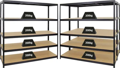 Produktbild von Mega Deal | 3x Schwerlastregal Giant Elephant | HxBxT 180x180x60cm | Fachlast 200kg | Schwarz