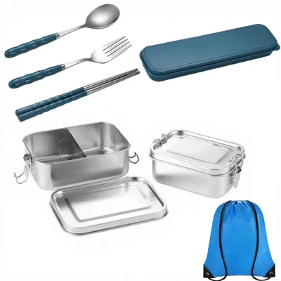 Edelstahl Lunchbox auslaufsicher 1400 ml, 20x14x6,5 cm