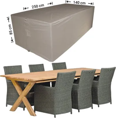 Produktbild von Raffles Covers Rechteckige Gartenmöbel Schutzhülle 250 x 140 H: 85 cm | Atmungsaktiv | Wasserdicht | UV-beständig | Elastischer Kordelzug