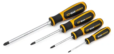 Produktbild von GearWrench 80061H 4-teilger Pozidriv Doppelmaterial-Schraubendreher-Satz, Rutsch