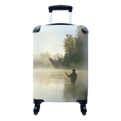 Produktbild von MuchoWow® Koffer Handgepäck Trolley Rollkoffer Kleine Reisekoffer mit 4 Rollen - Fischer - Rute - Wasser - Cabin Size < 55x40x23 cm & 55x40x20 cm - Fotokoffer - Kabinenkoffer - Boardgepäck - Reise-Box - Reisekoffer - Reisegepäck - Koffer mit Bild - Trolley für Kinder