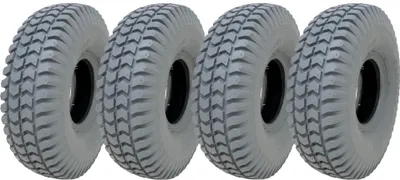 Image de grey mobility scooter tyres 260 x 85, block tire, 3.00-4, non marking - set of 4