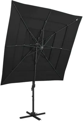 Image de Parasol de jardin à 4 niveaux avec mât en aluminium noir