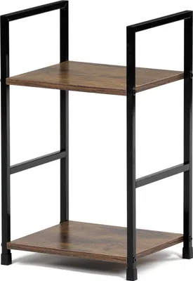 Immagine prodotto di Scaffale, 2 ripiani, decoro legno vecchio, MDF, laccato nero