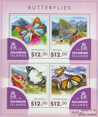 Produktbild von Briefmarken Salomoninseln 2015 Mi 3302-3305 Kleinbogen (kompl. Ausg.) postfrisch Schmetterlinge