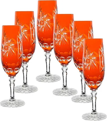 Produktbild von Sektflöte orange Schleuderstern 6er Set (180ml)