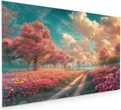Produktbild von Küchenrückwand Spritzschutz Glas mit Motiv Blühender Weg 40 x 40 cm