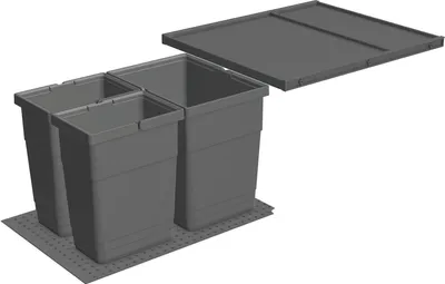 Produktbild von Ninka eins2vier Set KB 450 Abfallsammler, Mülltrennungssystem, Abfallbehälter, Recycling, saubere Trennung, Kunststoff, dunkelgrau, für Schubkasten, 18-19 mm Seitenwand, 2x6/1x13,5 L