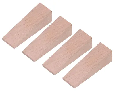 Immagine prodotto di 4 fermaporte in legno, triangolari, antiscivolo, chiodo mobile, installazione gratuita, colore legno