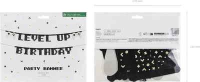Produktbild von Girlande 13x250cm Banner Geburtstagsgirlande Level Up Birthday Schwarz