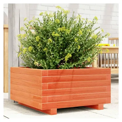 Produktbild von Pflanzkübel Wachsbraun 50x50x26,5 cm aus massivem Kiefernholz für Garten, Terrasse und Balkon