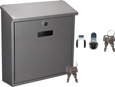 Produktbild von Briefkasten Silber mit Namenssschild & Ersatzschloss, Postbox für 1-Familienhaus