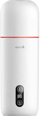 A white electric thermal vacuum hot water cup with a digital display.