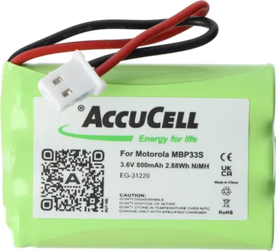 Produktbild von Akku passend für Motorola MBP33S, NiMH, 3,6V, min. 700mAh, 2,9Wh