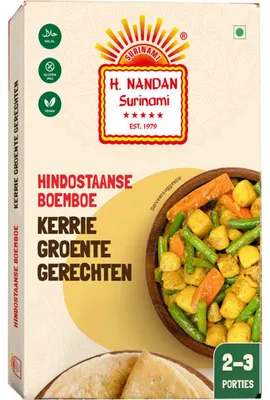 Produktbild von H. Nandan Hindostaanse Boemboe Kerrie Gemüse 70g – Aromatische Curry-Gewürzmischung