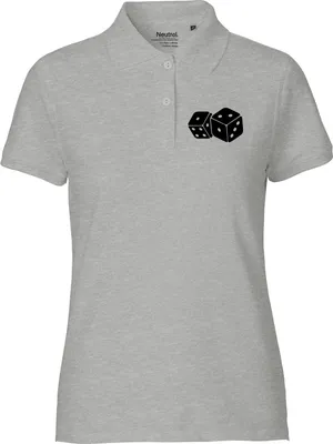Produktbild von Huuraa Damen Polo Shirt Würfel Dice S Sport Grey Bio Baumwolle Fairtrade Poloshirt Geschenkidee