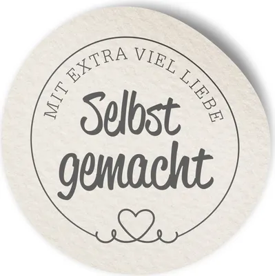 Produktbild von itenga 50 x Etikett RUND 4cm mit extra viel Liebe selbstgemacht Sticker Landhausstil