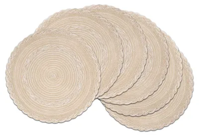 Produktbild von Set von 6 Runden Beigen Platzdeckchen - 38 cm, Waschbar und Hitzebeständig