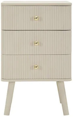 Produktbild von Mauro Ferretti Nachttisch SHY 3 Schubladen Weiß Gold 37.5x34x61 cm