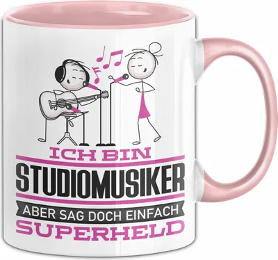 Produktbild von Studiomusiker Geschenk Tasse Ich Bin Studiomusiker Aber Sag Doch Einfach Superheld Lustige Geschenkdiee für Studiomusiker Kaffee-Becher (Rosa)