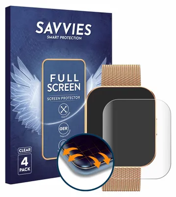 Produktbild von 4x Savvies Fullscreen Schutzfolie für Levowatch TINY Displayschutz Folie Fullcover Klar Transparent