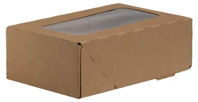 Produktbild von KAPAK Keksbox Braun Kraftkarton mit Sichtfenster 21x12,5x7 cm