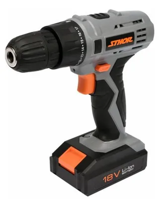 STHOR Akkuschrauber 18 V Li-Ion 1,3 Ah, 17 Nm, 10 mm Bohrfutter