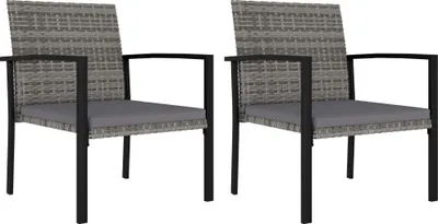 Produktbild von "im Angebot" Garten-Essstühle 2 Stk. - bis 150 kg - Poly Rattan Grau - Stapelsessel CC7480