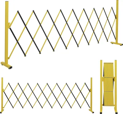 Immagine prodotto di Barriera in alluminio HWC-B34, barriera a forbice, recinzione, barriera di protezione estensibile, 103x32-265 cm ~ giallo-nero