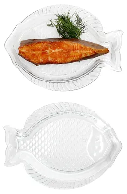 Obrázek produktu pro 2x talíř na ryby OSLO velikost S DxŠ 23x17cm skleněný reliéfní talíř na ryby krevety