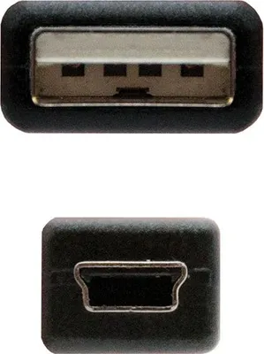 Produktbild von USB zu Mini USB-Kabel NANOCABLE 10.01.0401 Schwarz (1 m)