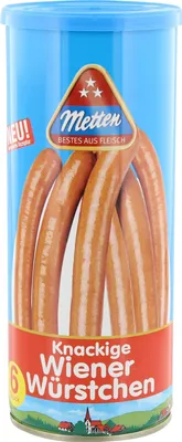A can of Metten Knackige Wiener Würstchen.