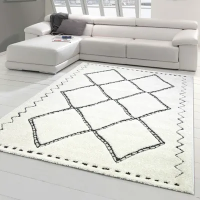 Image de Tapis moelleux avec motifs modernes plats géométriques Taille - 120x170 cm