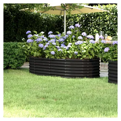 Produktbild von Hochbeet aus pulverbeschichtetem Stahl 152x80x36 cm für Garten und Balkon in Anthrazit