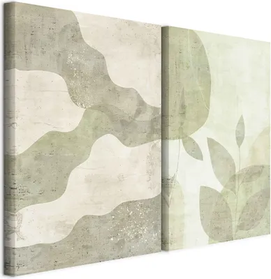 Produktbild von murando - Akustikbild Bilder XL Set Pflanzenkomposition Kunstdruck auf Leinwandbild 80x60cm 2 Teilig je 40x60cm Collage 2er Kunst Wandpaneele Schalldämmung Leinwandbilder Dekoration - a-H-10148-b-a
