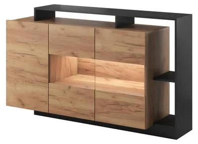 Produktbild von Kommode Sideboard PANZO 155 cm Craft Eiche Anthrazit Grifflos