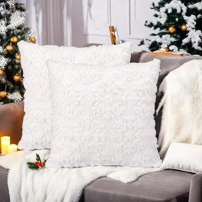 Productafbeelding van GADITIEK kerstkussenhoes 45 x 45 cm, set van 2, pluche kussenslopen met 3D kerstboom