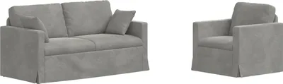 Produktbild von vidaXL Sofa Set 2 stk. Hellgrau Samt
